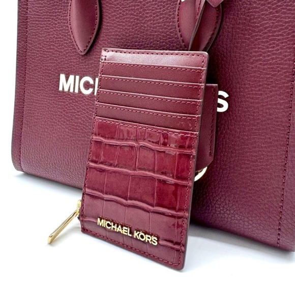 Michael Kors Mirella Small Crossbody Bag & Matching Card Case Wallet Ox Blood - Picture 9 of 11
